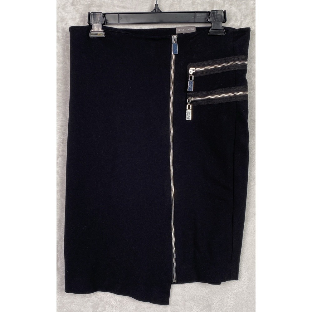 Womens Black Skirt Asymmetrical Hem Zippers 6 Goth‎ Grunge Vampire Rocker Metal